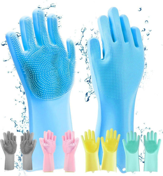 saimji™Pair Of Silicone Washing Full Finger Gloves For Home & Kitchen