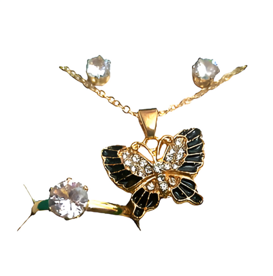 saimji™ Golden Butterfly Jewellery Set Earrings And Rings Set For Girls