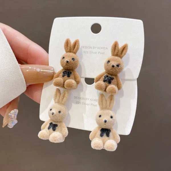 saimji™ Plush Rabbit Bow Earrings For Women Girls